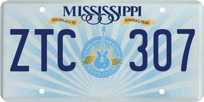 MS license plate ZTC307