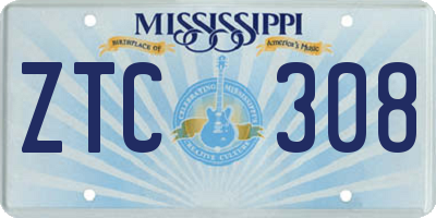 MS license plate ZTC308