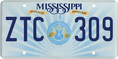 MS license plate ZTC309
