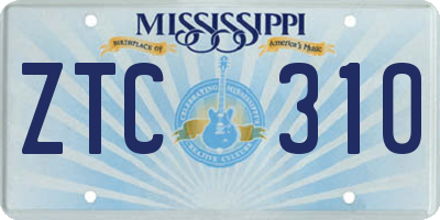MS license plate ZTC310