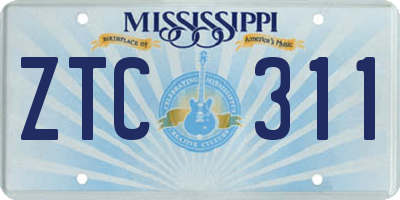 MS license plate ZTC311