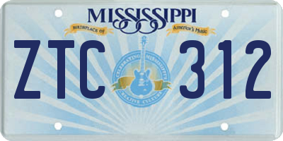 MS license plate ZTC312
