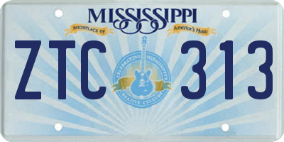 MS license plate ZTC313