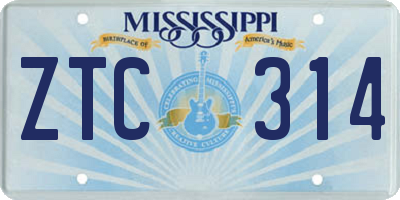 MS license plate ZTC314