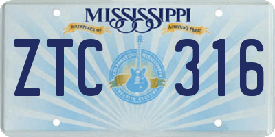 MS license plate ZTC316