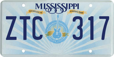 MS license plate ZTC317