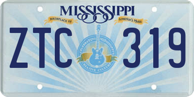 MS license plate ZTC319