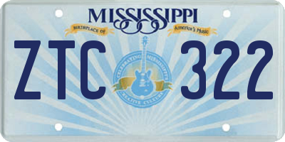 MS license plate ZTC322