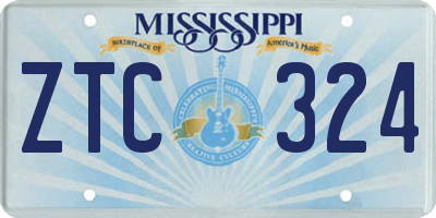 MS license plate ZTC324