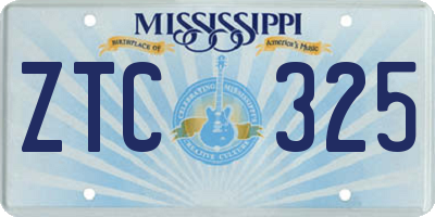 MS license plate ZTC325