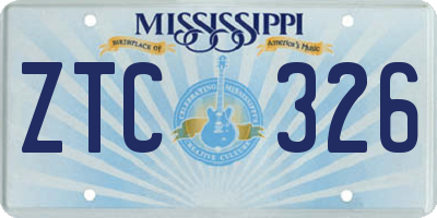 MS license plate ZTC326