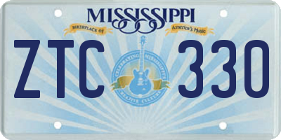 MS license plate ZTC330
