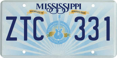 MS license plate ZTC331