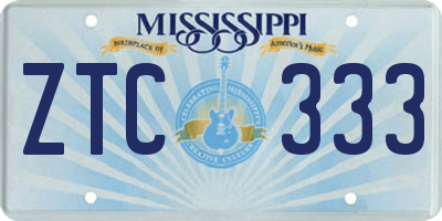 MS license plate ZTC333