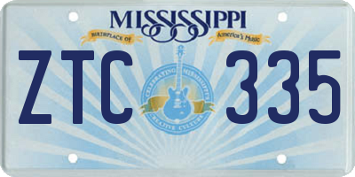 MS license plate ZTC335