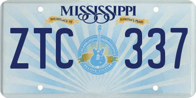 MS license plate ZTC337