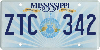 MS license plate ZTC342