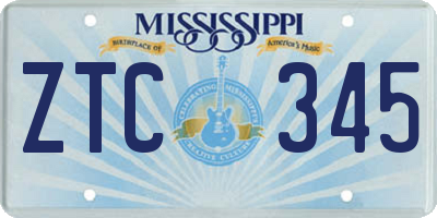 MS license plate ZTC345