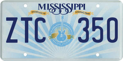 MS license plate ZTC350
