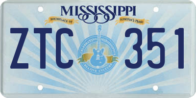 MS license plate ZTC351
