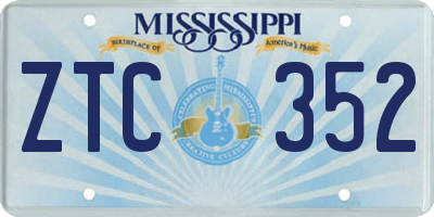 MS license plate ZTC352