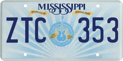 MS license plate ZTC353