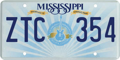 MS license plate ZTC354