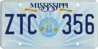 MS license plate ZTC356