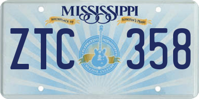 MS license plate ZTC358