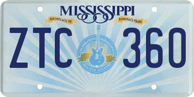 MS license plate ZTC360
