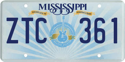 MS license plate ZTC361