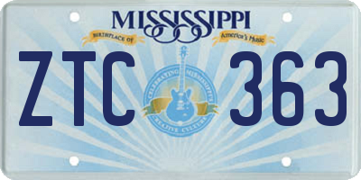 MS license plate ZTC363