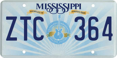 MS license plate ZTC364