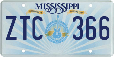 MS license plate ZTC366