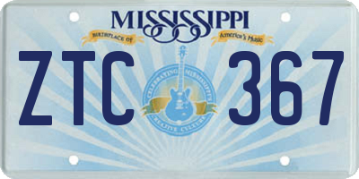 MS license plate ZTC367