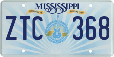 MS license plate ZTC368