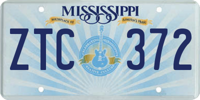 MS license plate ZTC372