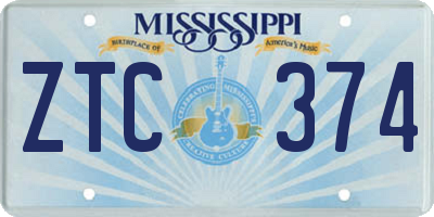MS license plate ZTC374