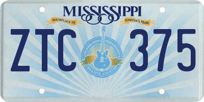 MS license plate ZTC375