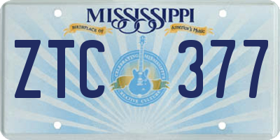 MS license plate ZTC377