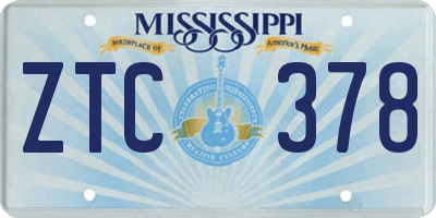MS license plate ZTC378