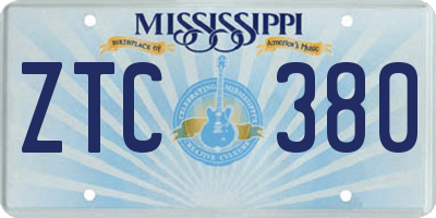 MS license plate ZTC380