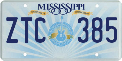 MS license plate ZTC385