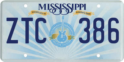 MS license plate ZTC386
