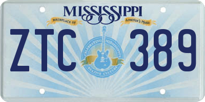 MS license plate ZTC389