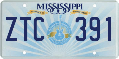 MS license plate ZTC391