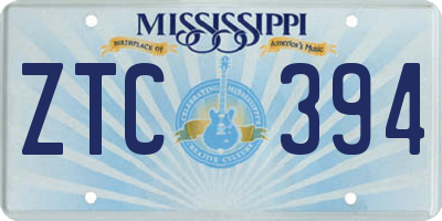 MS license plate ZTC394