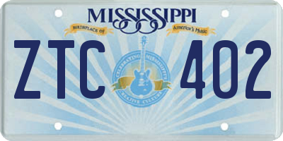 MS license plate ZTC402