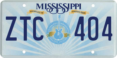 MS license plate ZTC404