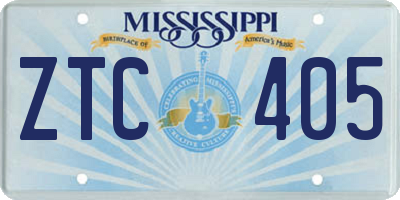 MS license plate ZTC405